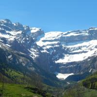 a view of a snow covered mountain at chez sanyou, Gavarnie
