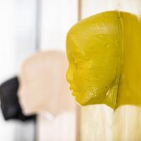 a close up of a yellow head on a pole at Le Funi Hotel, Bergamo