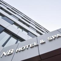 a sign on the facade of a new hotel and spa at NB Hotel&Spa, Tetovo