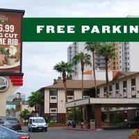 a sign that says free parking in front of a hotel at Ellis Island Hotel Casino & Brewery, Las Vegas