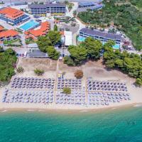 an aerial view of a beach with a resort at Lagomandra Beach Hotel