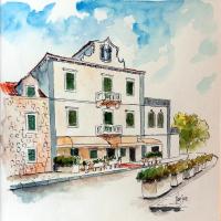 a watercolor painting of a house at Boutique Hotel Villa Pattiera, Cavtat