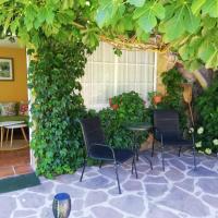 a patio with chairs and a wall of ivy at One bedroom appartement with furnished garden and wifi at Collado Villalba, Collado-Villalba