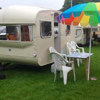 Retro Caravan with Mountain Views