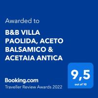 B&B VILLA PAOLIDA, ACETO BALSAMICO & ACETAIA ANTICA, hotel in Nonantola