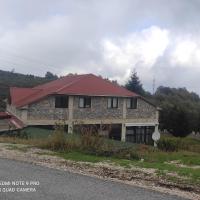 a house with a red roof on the side of the road at Victorian Heights, Tetovo
