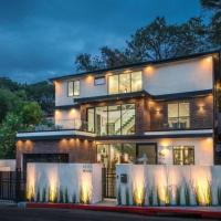 a large house with lights in front of it at Modern Luxury Sherman Oaks Oasis