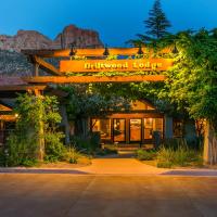 a restaurant with a sign that reads dinosaur lodge at Driftwood Lodge - Zion National Park - Springdale