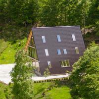 an overhead view of a house in the woods at Vidis Chalet Hotel, Theth