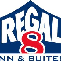 a red white and blue logo for a firm and suites at Regal 8 Inn & Suites, Lincoln