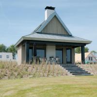 Modern design lodge directly at the water, in national park