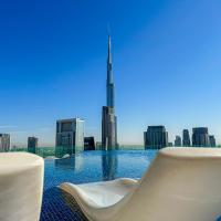FULL Burj Khalifa view LUX 2Bedroom with Rooftop Pool Central location in Paramount Hotel Midtown