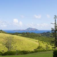 a green hill with a view of the ocean at Seaview Norfolk Island, Burnt Pine