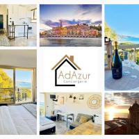 Berkeley, studio, terrasse, vue mer, parking, clim, hotel en Menton