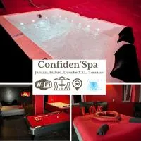 Hoenheim में, होटल Le Confiden'spa Loft 55m2 Jacuzzi - Billard - Cheminée - Terrasse