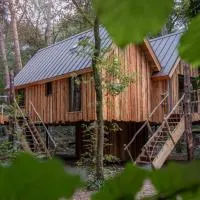 Unieke boomhutten met hot tub door Bed en Boshuisjes, hotel di Oisterwijk