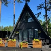Pine house with sauna and hot tub, hotel a Skulte