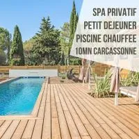 Malves-en-Minervois में, होटल Les Gîtes de Laure - L'Eden Romantique, B&B, Spa privatif et Petit Déjeuner, Couloir de nage, 10mn Carcassonne