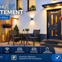 Modernes Appartement nur 5 km von Erfurt, stilvoll komfortabel und perfekt angebunden, Kaffeevollautomat, TV, WLAN, Schlafsofa und Einkaufsmöglichkeiten in der Nähe, hervorragende Anbindung zur A4 und A71, kostenlose öff Parkplätze für PKW und Transporter, hôtel à Elxleben