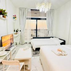 Petalz Luxury furnished studio with Balcony Swimming Pool Gym Kids play ground