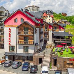 Amarena SPA Hotel - Breakfast included in the price Spa Swimming pool Sauna Hammam Jacuzzi Restaurant inexpensive and delicious food Parking area Barbecue 400 m to Bukovel Lift 1 room and cottages