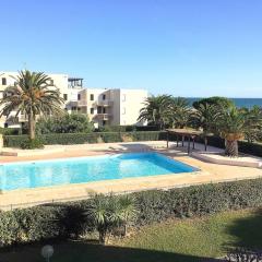 Résidence Les Capitelles à Saint Cyprien avec accès direct plage- Balcon donnant Splendide vue Mer et Piscine
