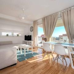 Blue sky, modern sea view apartment