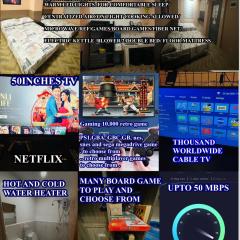 Staycation NETFLIX WIFI THOUSAND CABLE CHANNELS GAMES AND BOARD GAMES FIBER NET COZY COMFY STAY RELAX