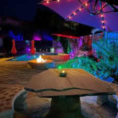 Mineral Saltwater Solar heated Pool & Spa Oasis with mountain views and Koi pond