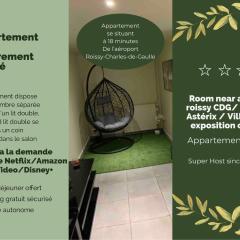 Appartement cosy proche Roissy CDG Astérix DisneyLand Paris