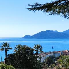 Studio cabine vue mer, piscine panoramique, parking couvert
