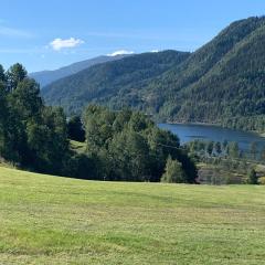 Feriehus med utsikt til fjord og fjell