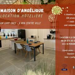 La maison d'Angélique - Colocation hôtelière à 150m Gare TGV- Grande cuisine équipée & salon - Fibre - Netflix