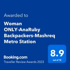 Woman ONLY-AnaRuby Backpackers-Mashreq Metro Station