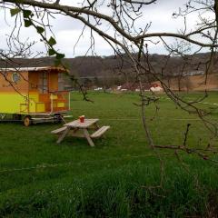 Véritable roulotte à la campagne