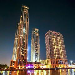 View of Canal & Burj Khalifa 1BR Large Premium Apt - Amna Tower Habtoor City
