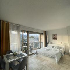 Cannes Marina Résidence Le Surcouf - Studio de 28m2 au 10ème étage avec piscine, terrasse, parking, vue montagne et port : Mandelieu-La Napoule