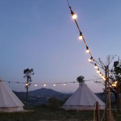 Bell tent in the vineyard with spectacular view