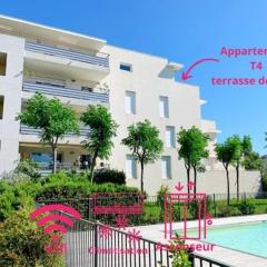 Superbe 4 pièces avec terrasse, clim, piscine et parking à Sète - FR-1-338-493