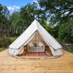 The Bell Tent - overlooking the moat with decking