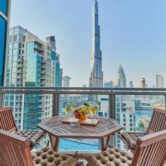 Burj Khalifa Front view & Fountain view Island Paradise 2BR Luxury Apartment Burj residences Golden Homes