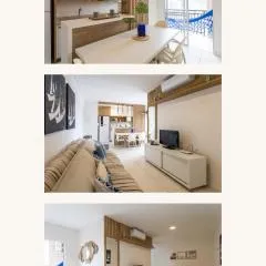 Apartamento com VISTA MAR, Ar-condicionado, Wi-Fi Condomínio com PISCINA, quadra de esportes Playground infantil a 15 minutos do Beto Carreiro