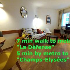 7 min walk Metro ApartHotel, La Defense+Parking