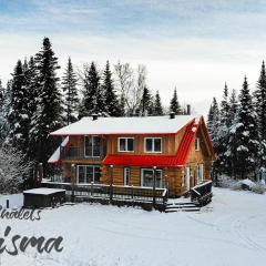 Les Chalets Tourisma - Chalet en bois rond avec spa et lac privé - Le Caribou