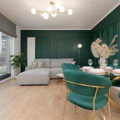 Dark Green Apartment with Furnished Garden and Parking in Warsaw by Renters