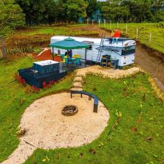 Bus Hotel with HotTube in the middle of mountain