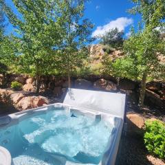 Great spot and private hot tub, walk to lifts.
