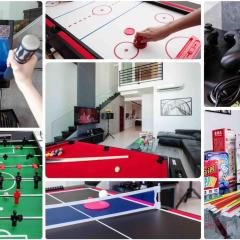 XBox, Karaoke, Foosball, PoolTable, IceHockey, Ping Pong, Board Games