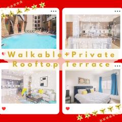 Private Rooftop Terrance-Walk Score 81-Shopping District-King Bed-Parking 4021