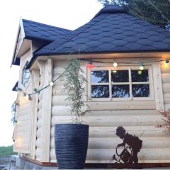 Cabane dans un jardin arboré